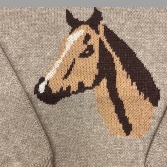 New Womens Anthropologie Western Crewneck Sweater Distinctive Horse Graphic L - Picture 5 of 9